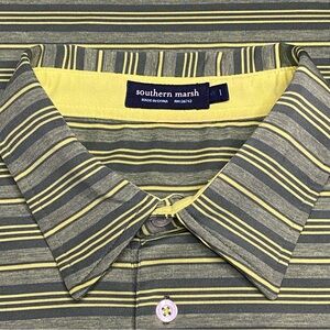 Southern Marsh Preppy Striped Golf Polo Men Large Green Short Sleeve Logo Casual